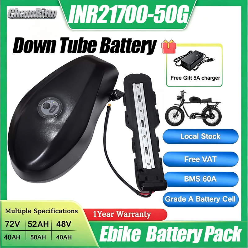 72V 50Ah 21700 Lithium Battery - Batteria a tubo inferiore per e-bike